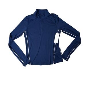 Yogalicious Lux Navy and White Half Zip Top